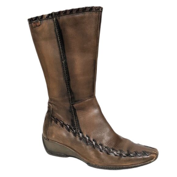 PIKILONOS Distressed Whip Stitch Leather Boots 37 - Picture 1 of 11